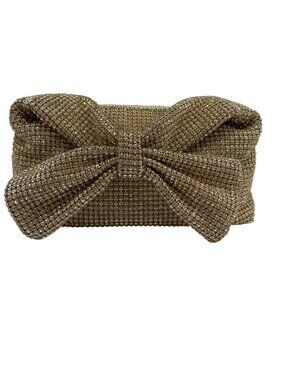 MMS Brands Gold Rhinestone Bow Evening Bag